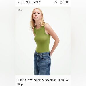NWOT Allsaints Rina sleeveless ribbed tank olive green
